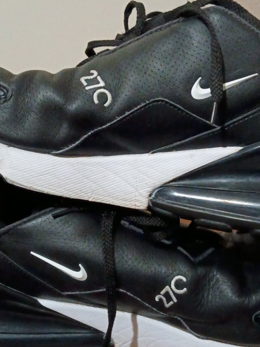 Nike Air Max 270 Men's Size 14 US BQ6171-001 Black White Leather Athletic Shoes - Picture 12 of 13